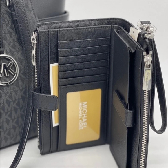 Michael Kors Charlotte Bag & Double Zip Wallet Black - Picture 6 of 10